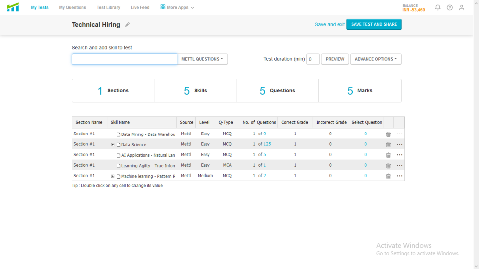 screenshot of Mercer Mettl Coding Assessments